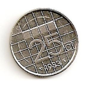 Olandija. 25 centai ( 1992 ) XF